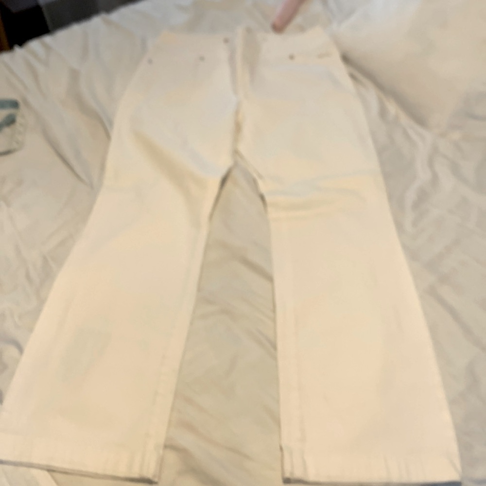 Jeans, White cotton spandex mix for stretch comfort, Size 11.